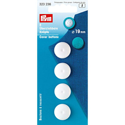 Plastic Self Cover Buttons Prym Hang Sell Cards -11mm 15mm 19mm 22mm 29mm - ThreadandTrimmings