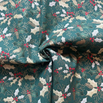 Christmas Fat Quarters Traditional Holly Metallic Print 4pk Craft Cotton Co