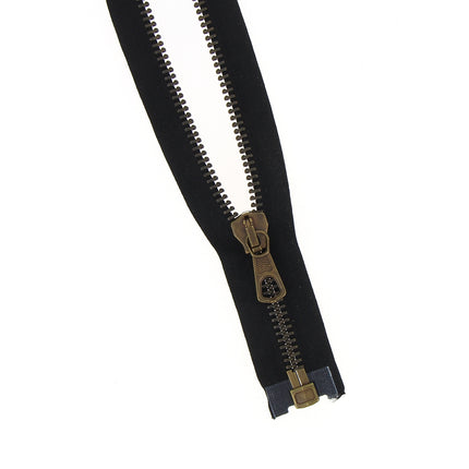 Brass Heavy Weight Open End Jacket Zip Black or Brown No10 - ThreadandTrimmings