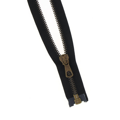 Brass Heavy Weight Open End Jacket Zip Black or Brown No10 - ThreadandTrimmings