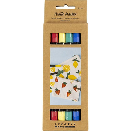 Textile Markers Permanent Fabric Pens Creativ Double Tip 6 or 20 Piece Packs