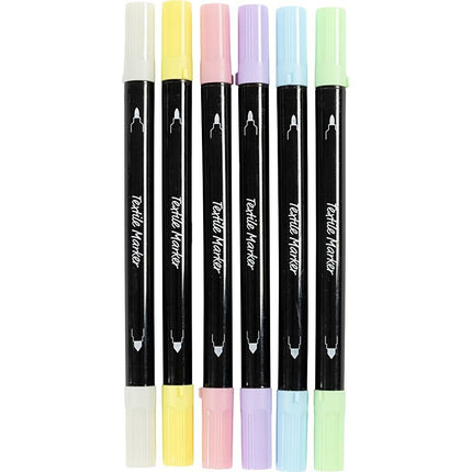 Textile Markers Permanent Fabric Pens Creativ Double Tip 6 or 20 Piece Packs