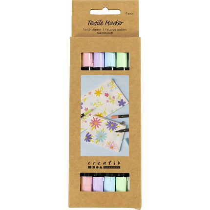 Textile Markers Permanent Fabric Pens Creativ Double Tip 6 or 20 Piece Packs