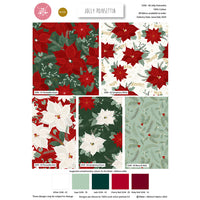 Christmas Cotton Fat Quarters Metallic Jolly Poinsettia 5 Pk Quilt Bundle 3399