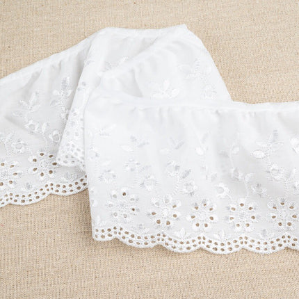 White Frilled Broderie Anglaise 95mm Daisy Chain Eyelet 1m