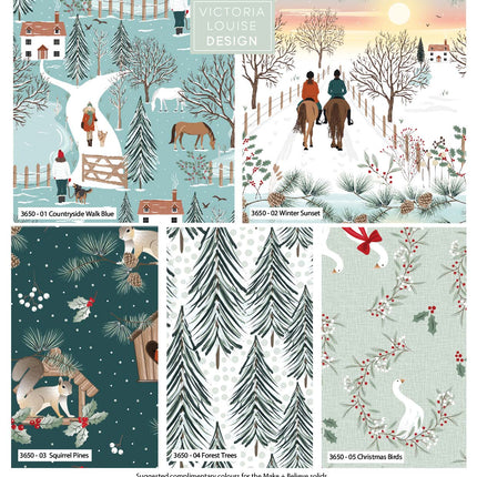 Christmas Fat Quarter Bundle Country Animals 5pk Victoria Louise 3649