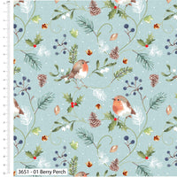 Christmas Cotton Fat Quarters Feathered Foliage Susan Wheeler 5Pk Bundle 3651