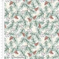 Christmas Cotton Fat Quarters Feathered Foliage Susan Wheeler 5Pk Bundle 3651