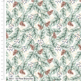 Christmas Cotton Fat Quarters Feathered Foliage Susan Wheeler 5Pk Bundle 3651