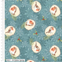 Christmas Cotton Fat Quarters Feathered Foliage Susan Wheeler 5Pk Bundle 3651