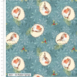 Christmas Cotton Fat Quarters Feathered Foliage Susan Wheeler 5Pk Bundle 3651