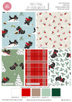 Christmas Cotton Fat Quarters Frosty Paws by Susan Wheeler 5Pk Quilt Bundle 3652