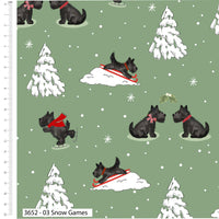 Christmas Cotton Fat Quarters Frosty Paws by Susan Wheeler 5Pk Quilt Bundle 3652