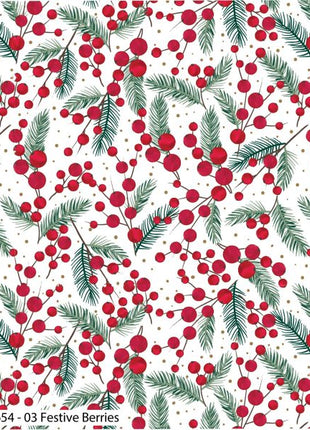 Christmas Cotton Fat Quarters Holly & Poinsettia 5Pk Quilting Craft Bundle 3654