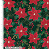 Christmas Cotton Fat Quarters Holly & Poinsettia 5Pk Quilting Craft Bundle 3654
