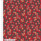 Christmas Cotton Fat Quarters Holly & Poinsettia 5Pk Quilting Craft Bundle 3654