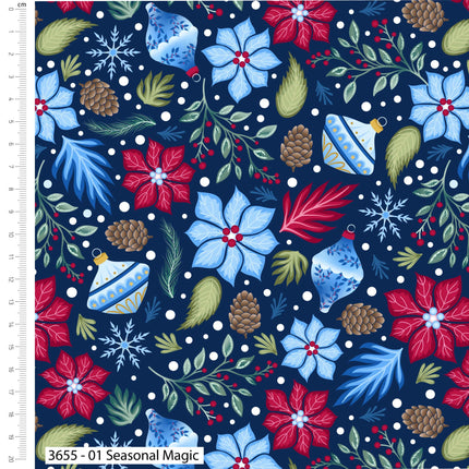 Christmas Cotton Fat Quarters Jewelled Christmas 5Pk Quilting Craft Bundle 3655