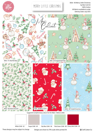 Christmas Cotton Fat Quarters  Merry Little Christmas Mary Cali 5Pk Bundle 3656