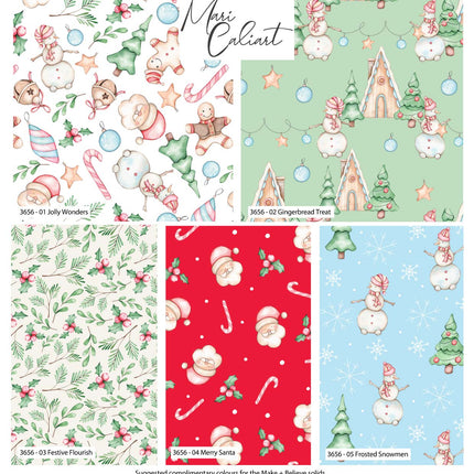 Christmas Cotton Fat Quarters  Merry Little Christmas Mary Cali 5Pk Bundle 3656