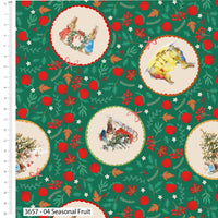 Christmas Cotton Fat Quarters Christmas Orchard Peter Rabbit 5Pk Bundle 3657