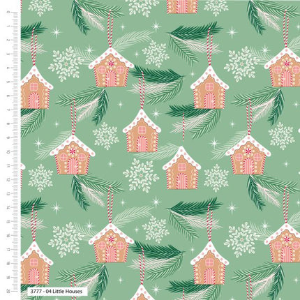 Christmas Fat Quarters Baubles Bows Gingerbread 5pc Pack 100% Cotton