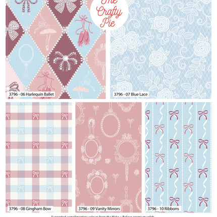 Bows and Ballet fat quarters 5pc pack 100% cotton The Crafty Pie Thread and Trimmings