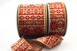 Wired Edge Natural Christmas Message Ribbon & Snowflakes 63mm 10m Roll