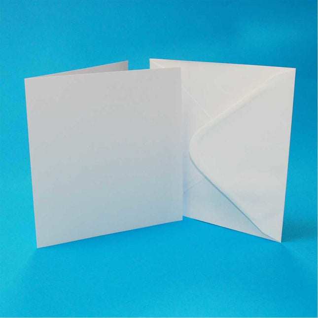 Craft UK premium white straight edge card blanks 6x6in 300gsm with envelopes 40 pack Thread and Trimmings
