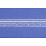 Transparent Roman Blind Tape with drawstrings on a blue background