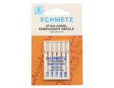 Embroidery Sewing Machine Needles by Schmetz for Domestic Use - Regular and Gold