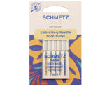 Embroidery Sewing Machine Needles by Schmetz for Domestic Use - Regular and Gold