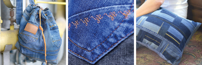 Gutermann Denim Jeans Sewing Thread Set Polyester 12 Colours 100m Reels 1200m