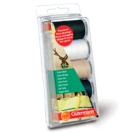 Packaged thread set with Gutermann branding on a white background