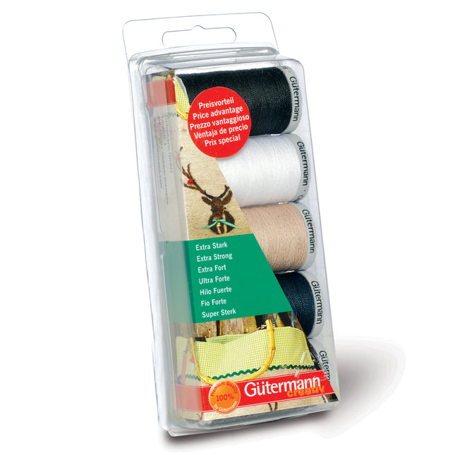 Packaged thread set with Gutermann branding on a white background