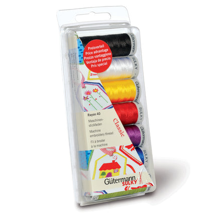 Gutermann Rayon 40 Machine Embroidery Thread Set 7 x 200m Reels 3 Colourways