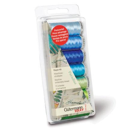 Gutermann Rayon 40 Machine Embroidery Thread Set 7 x 200m Reels 3 Colourways