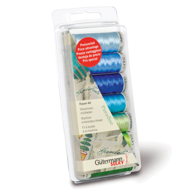 Gutermann Rayon 40 Machine Embroidery Thread Set 7 x 200m Reels 3 Colourways