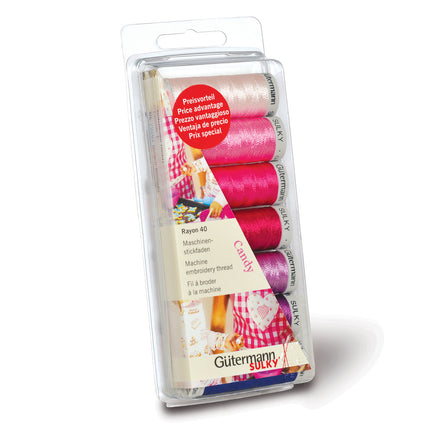 Gutermann Rayon 40 Machine Embroidery Thread Set 7 x 200m Reels 3 Colourways