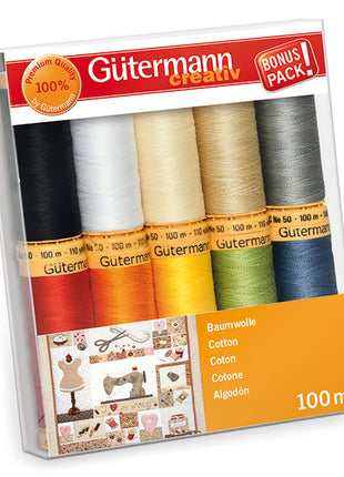 Gutermann Natural Cotton Quilting Sewing Thread C.No.50 10 x 100m 734521-1 - ThreadandTrimmings