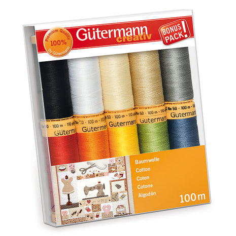 Gutermann Natural Cotton Quilting Sewing Thread C.No.50 10 x 100m 734521-1 - ThreadandTrimmings