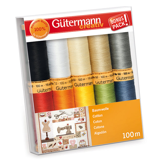 Gutermann Natural Cotton Quilting Sewing Thread C.No.50 10 x 100m 734521-1 - ThreadandTrimmings