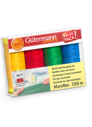 Gutermann thread pack with colorful spools on a white background
