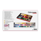Assorted colours of premium Gutermann 100m cotton quilting thread reels inside metal case