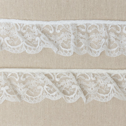 Gathered Lace Trim Daisy Flower Scalloped Edge 60mm 3m White Ivory