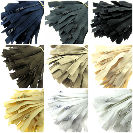 Nylon Closed End Zips 10 Pack Mixed Colours Sewing Zip Assortment 6in to 22in