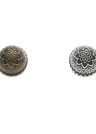 Floral Crested Metal Buttons in Antique Silver and Bronze colours