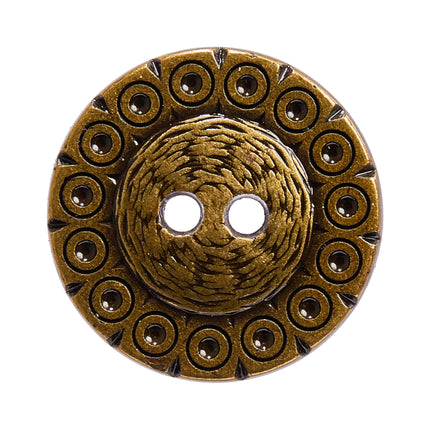 Dark Gold Antique Style 2 Hole Metal Sewing Buttons 15mm 23mm Pack of 5