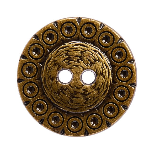 Dark Gold Antique Style 2 Hole Metal Sewing Buttons 15mm 23mm Pack of 5