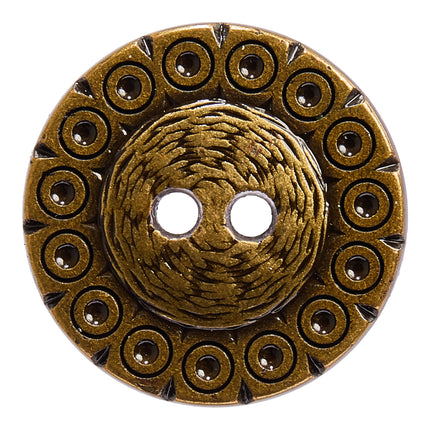 Dark Gold Antique Style 2 Hole Metal Sewing Buttons 15mm 23mm Pack of 5