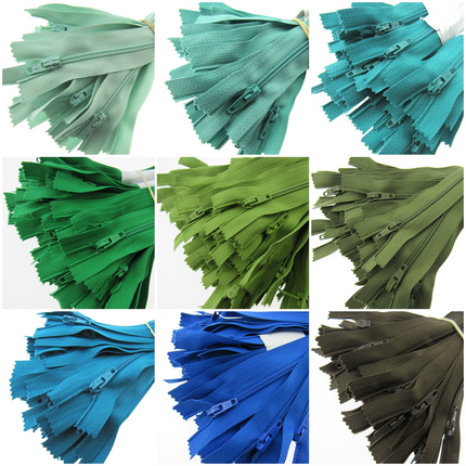 Nylon Closed End Zips 10 Pack Mixed Colours Sewing Zip Assortment 6in to 22in